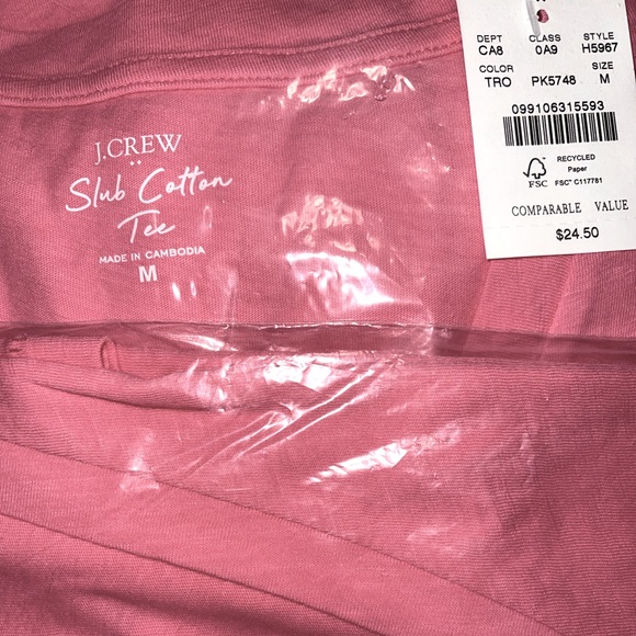 J. CREW V-Neck Tee Vintage Cotton Tea Rose Pink T-Shirt - Picture 5 of 7